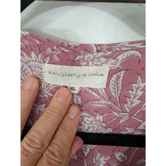 Daughters of India‎ Kyra Mini Dress musk women's XL pink floral balloon sleeve - Picture 7 of 10